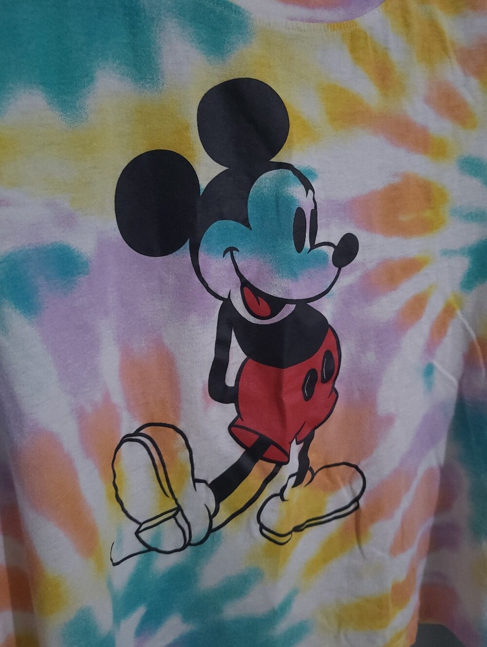 Disney Mickey Mouse Tie Dye Cropped Long Sleeve Size L - Picture 2 of 5